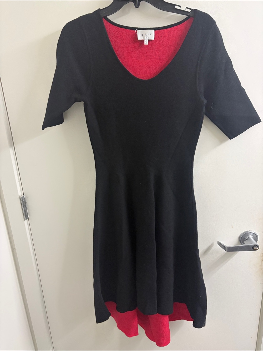 Milly Black Dress with Red Lining Fit-and-Flare